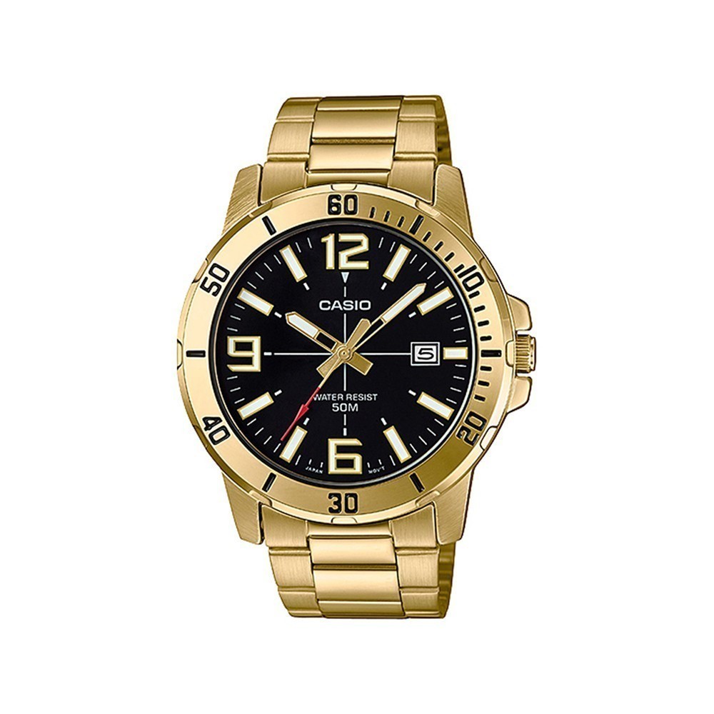 CASIO นาฬิกาข้อมือ CASIO รุ่น MTP-VD01G-1BVUDF วัสดุสเตนเลสสตีล สีดำ