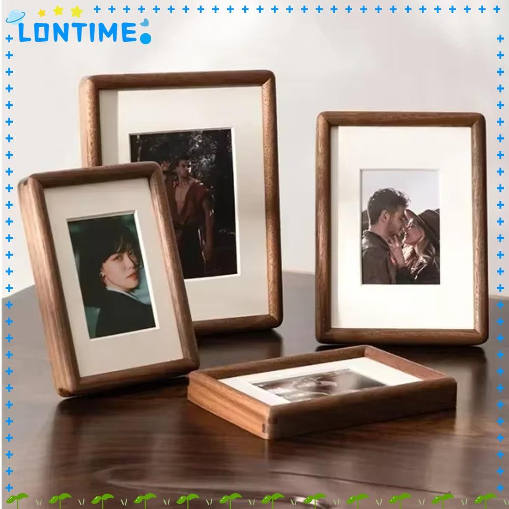 LONTIME Mortise Tenon กรอบรูป, กรอบรูปสีดําเรียบง่ายทํามือ, กรอบรูปไม้จริงขนาด 6/7/8 นิ้ว