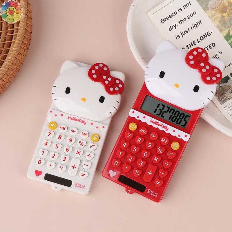 GOGO น่ารัก Hello Kitty เครื่องคิดเลขขนาดเล็กการ์ตูน KT Cat แบบพกพาเลื่อนฝาครอบเครื่องคิดเลขอุปกรณ์การเรียนเครื่องมือบัญชีการเงิน TH