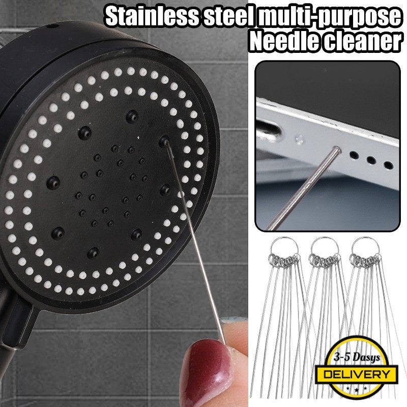 [3-5 วันมาถึง]10-50PCS Showerhead ทําความสะอาดเข็ม-สําหรับหัวฝักบัวหลายขนาด-สําหรับหัวฝักบัวเข็มทําความสะอาด-สแตนเลสหัวฉีดชุดทําความสะอาด-หัวฉีดเครื่องมือทําความสะอาด