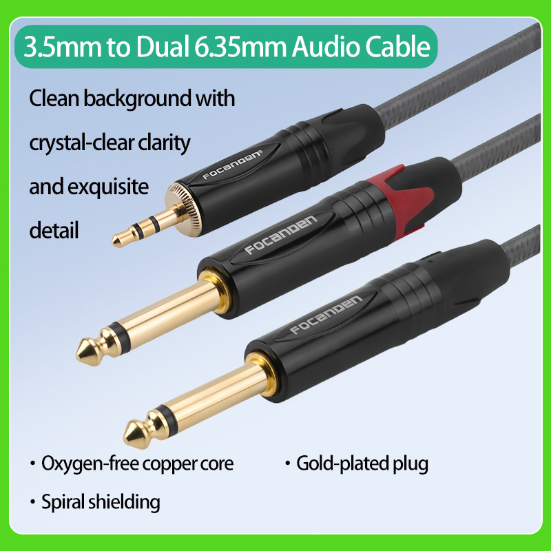 1.0M/1.5M/3.0M/5.0M3.5 มม.1/8" TRS ถึง 2 x 6.35 มม.1/4 "TS Mono Y Cable Splitter Cable ใช้งานร่วมกับ