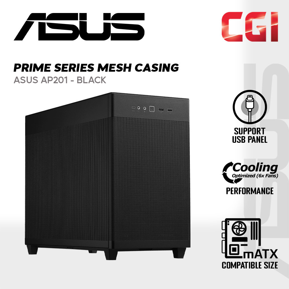 เคส Asus Prime AP201 Micro ATX Mesh Edition - สีดํา