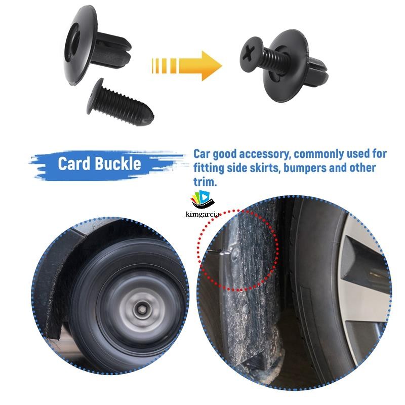 kimgarcia 20 ชิ้น 8 มม.รูดันขยายแผงสกรูคลิปหมุดพลาสติกสีดํา - รูปที่ 3