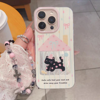 สร้อยข้อมือแมวดำตลกน่ารักนุ่ม เคสไอโฟน11 15 16 13 12 14 Pro Max 8Plus 7Plus XR 16 7 8 Plus 16 11 Pro X XS MAX SE 2020