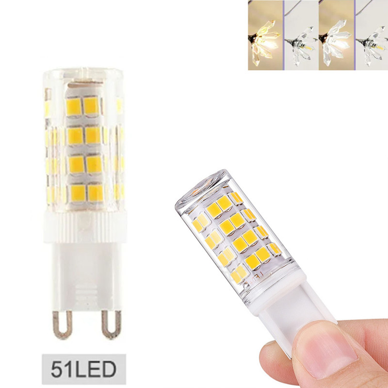 G9 หลอดไฟ LED 5W 51 ลูกปัด 110V 220V 85-265V แสงสีขาว 6000K Neutral Light 4000K Warm Light 6000K Tri สี Dimming