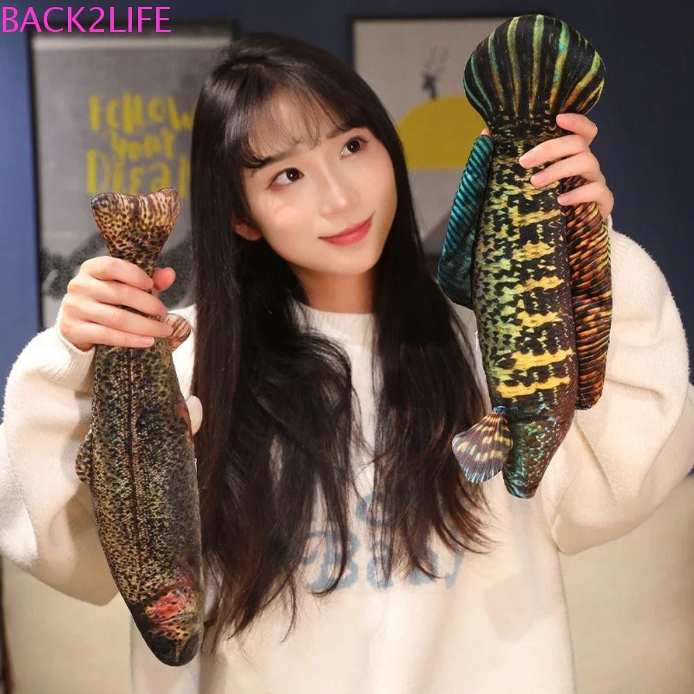 BACK2LIFE จําลองปลาหมอน Plush, Perch Grouper การ์ตูนปลาของเล่นตุ๊กตา,ปลายัดตุ๊กตา PP ผ้าฝ้ายน่ารักปลาอะนิเมะหมอนตุ๊กตาห้องนอน
