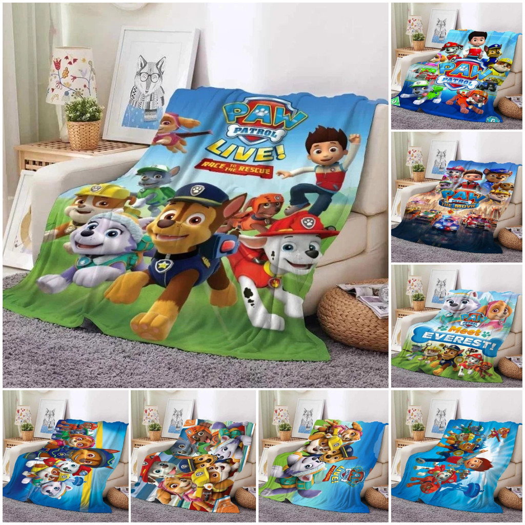 ผ้าห่มการ์ตูน Paw Patrol ผ้าฟลีนเนลที่เป็นมิตรกับผิว นุ่มและไม่ฟู วัสดุคุณภาพสูง ผ้าคลุมนอนสำหรับเด็
