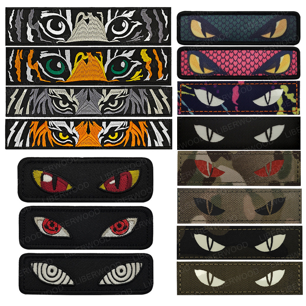 Cool Tiger Gazing Eyes Head Python Eyes Cat Eye ยุทธวิธี Patch Emblem Badge Hook Loop สําหรับกระเป๋าเป้สะพายหลัง, เสื้อกั๊ก, หมวกกันน็อค, เกียร์, ชุด