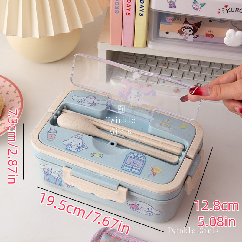 กล่องอาหารกลางวัน Kuromi Cinnamoroll สำหรับเด็กผู้หญิง My รูปที่ 7