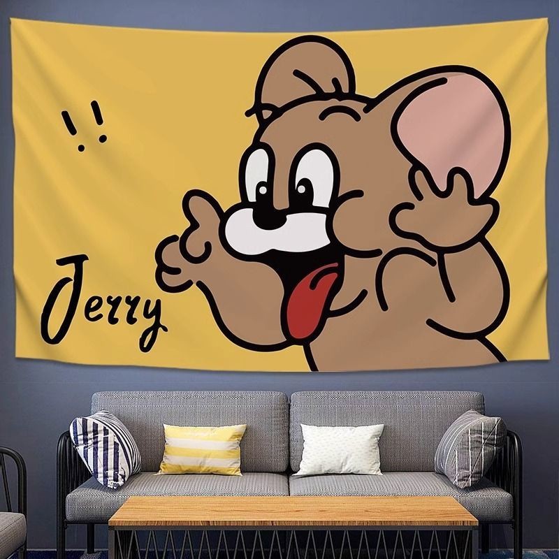 ผ้าแขวนการ์ตูนทอมและเจอร์รี่ การ์ตูนอนิเมะ ตกแต่งห้องนอน ผ้าคลุมเตียง โปสเตอร์สด ตกแต่งพื้นหลัง - รูปที่ 3