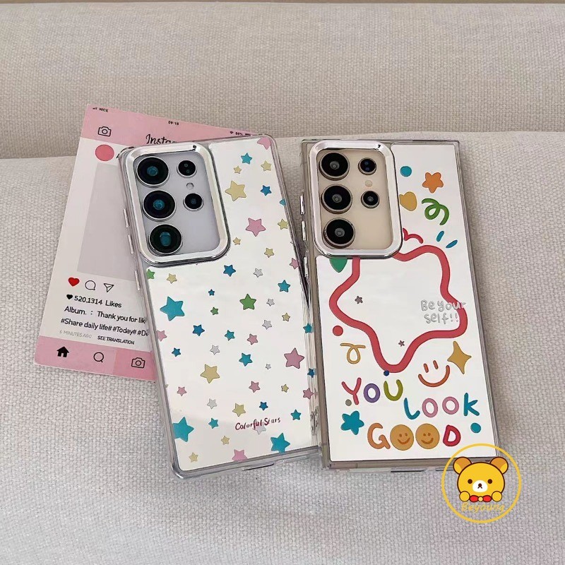 เกาหลีสีสัน Star กระจกเคสโทรศัพท์สําหรับ Google Pixel 10 9 9A 8 Pro 8A 7 Pro 7A 6A 5 XL 5A 4 4A 5G 4G 3A ปลอกน่ารักโชคดีกันกระแทกนุ่มปกหลัง