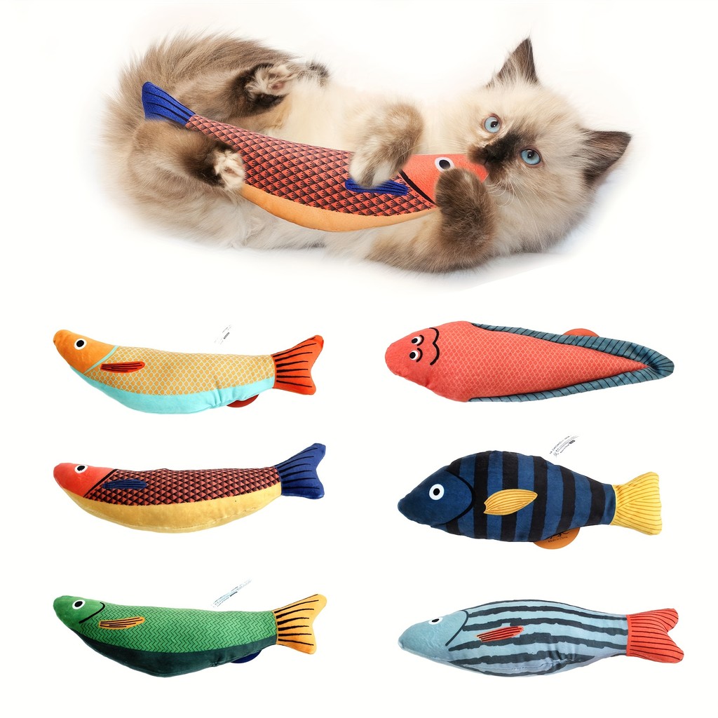 สมจริงปลาแมวของเล่น Interactive Plush Chew ของเล่นเสียงกัดสําหรับแมวและลูกแมวกระตุ้นเล่น
