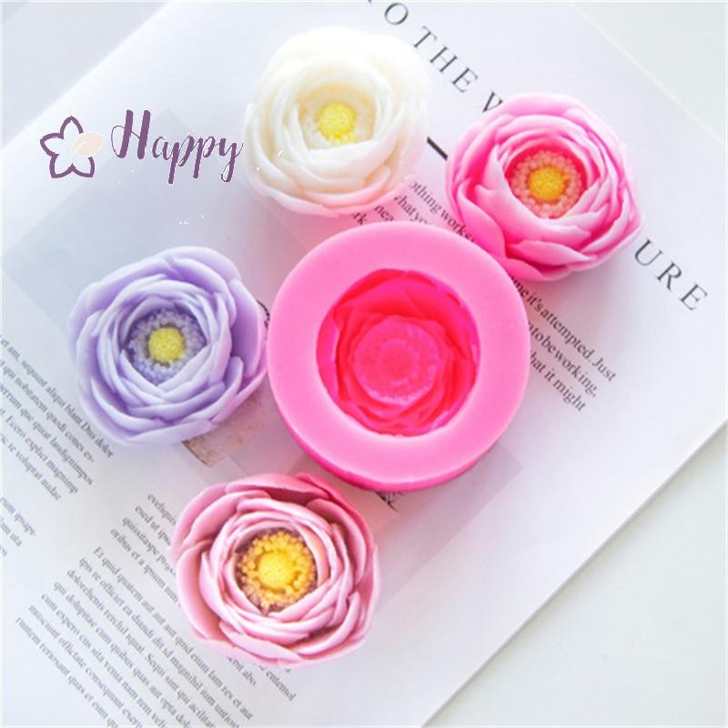 <Happybay> Peony Flower สบู่ทํามือแม่พิมพ์ซิลิโคนทําแม่พิมพ์ตกแต่งเค้กฟองดองลดราคา