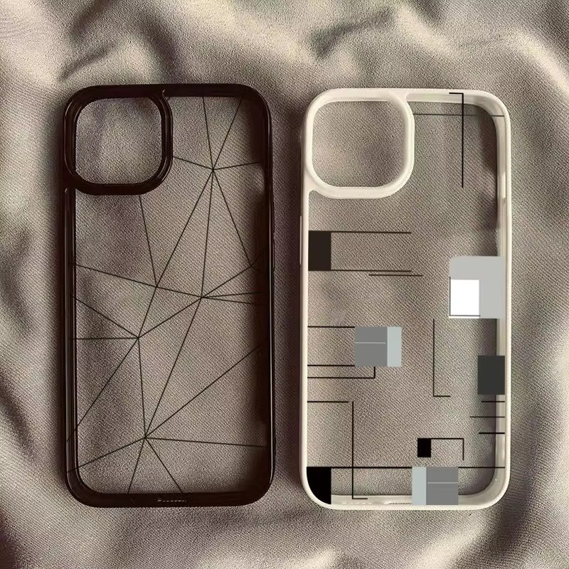 ปลอกสําหรับiphone16 15 14 13 12 11 Pro MaxสําหรับiPhone 16e XS Max X XR 8 7 Plus SE2020 2022 Creative Lrregularเส้นแข็งซิลิโคนใสกันกระแทก