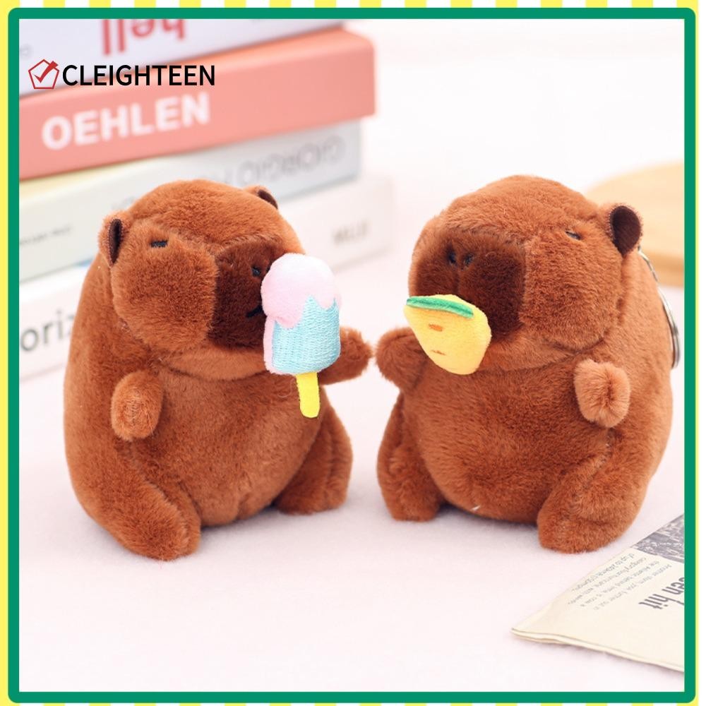 Cleighteen จําลอง Capybara จี้, 12 ซม. ตุ๊กตาสัตว์ Plush Capybara พวงกุญแจ, การ์ตูน Snot-Pulling น่ารักกระเป๋านักเรียนจี้