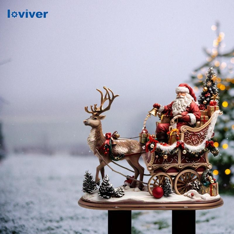 [Loviver] Xmas Decor Santa และ Reindeer เครื่องประดับ Stake ตกแต่งบ้านตกแต่งเครื่องประดับอะคริลิคสําหรับสนามหญ้า Patio Courtyard Party