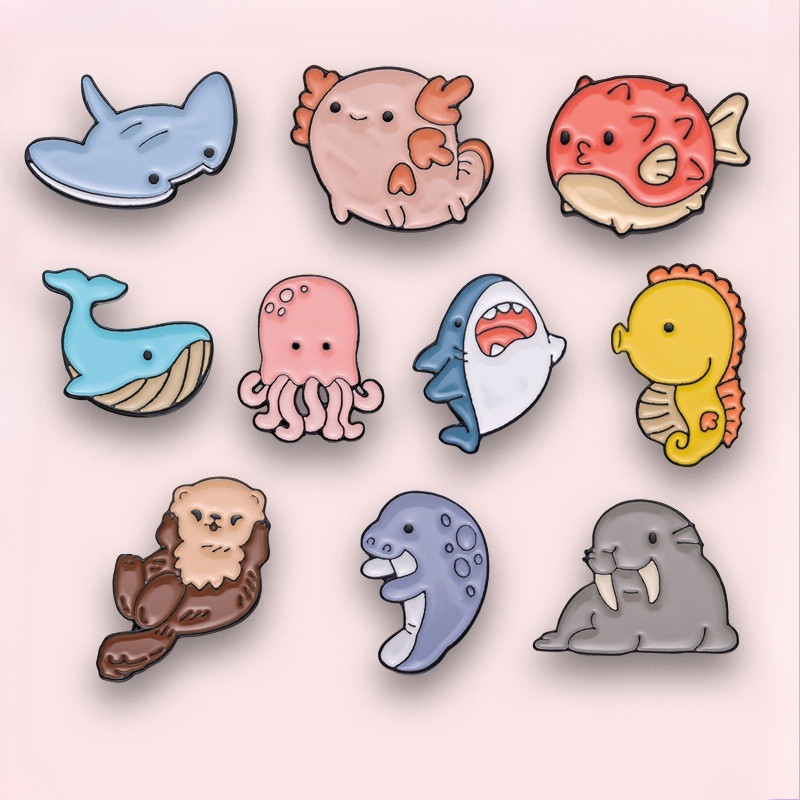 เข็มกลัด รูปม้าน้ํา ปลาฉลามน่ารัก 10 แบบ สร้างสรรค์ ของขวัญจากเพื่อน