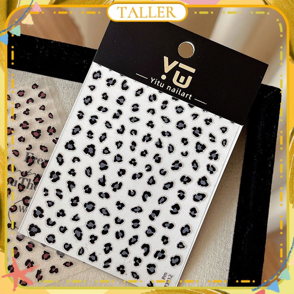 พร้อมส่ง สติกเกอร์ติดเล็บลายเสือดาวสำหรับฤดูใบไม้ร่วงและฤดูหนาว ลายสก็อต สติ๊กเกอร์ตกแต่งเล็บแบบบางและทนทาน อุปกรณ์ทำเล็บสำหรับร้านทำเล็บ 5 แบบ TALLER