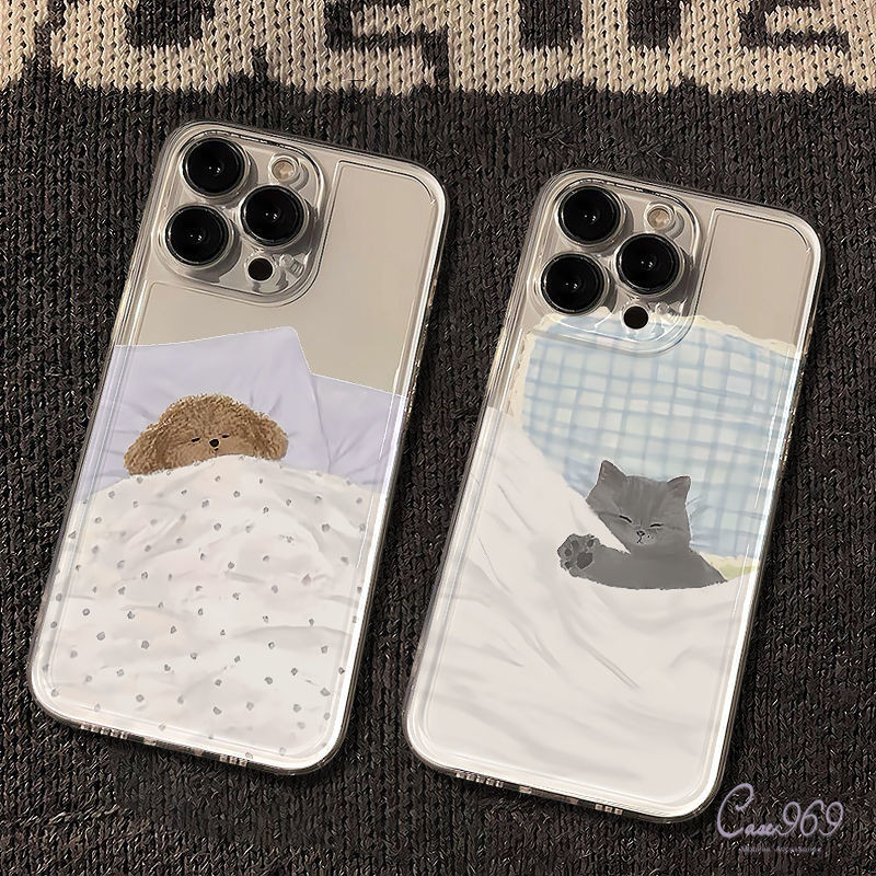 น่ารักลูกแมวลูกสุนัขคู่รักเปลือกอ่อน เคสไอโฟน iPhone 13 16 15 11 12 17 Pro Max 7 8 Plus XS Max XR X 11 13 15 Pro SE 2020 ราคา ถูกที่สุด ดีลบีเคเค แกลเลอรีภาพที่ 5