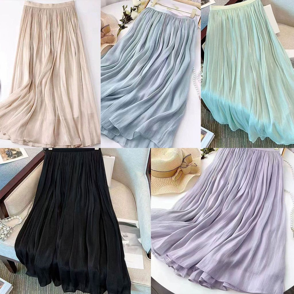กระโปรงยาว A-line เอวสูง ใส่สบาย