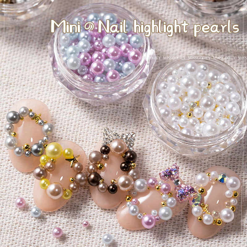 ตกแต่งเล็บสติกเกอร์เล็บ Pearl Mix Shiny DIY Garland สําหรับคริสต์มาสสีสันสดใส