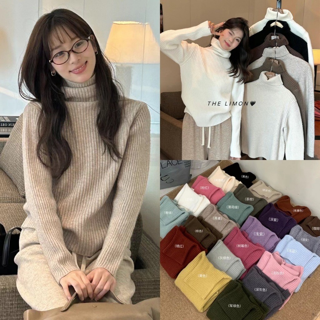 เสื้อคอเต่า ผ้าทอร่องเนื้อหนา 2026 ทรงน่ารัก แฟชั่นเกาหลี TAG KOREA