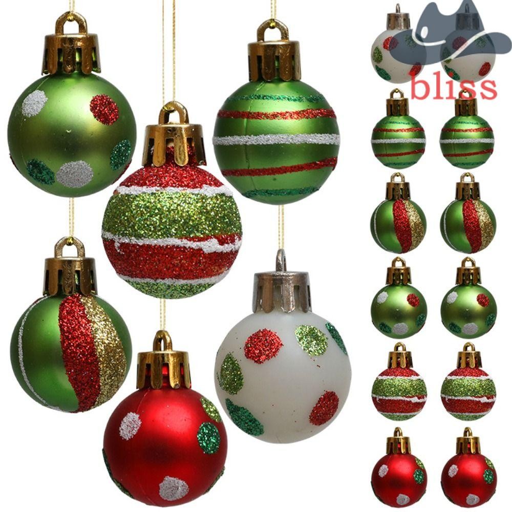 Bliss 24pcs Glitter Christmas Balls จี้,สีแดงสีเขียว Shatterproof Christmas Tree แขวนลูกบอล, Reusabl