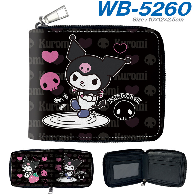 Sanrio Melody Kuromi สีการ์ตูนนักเรียน Pu หนังซิปกระเป๋าสตางค์สั้นสําหรับเด็กชายและเด็กหญิงพร้อมกระเป๋าใส่เหรียญ