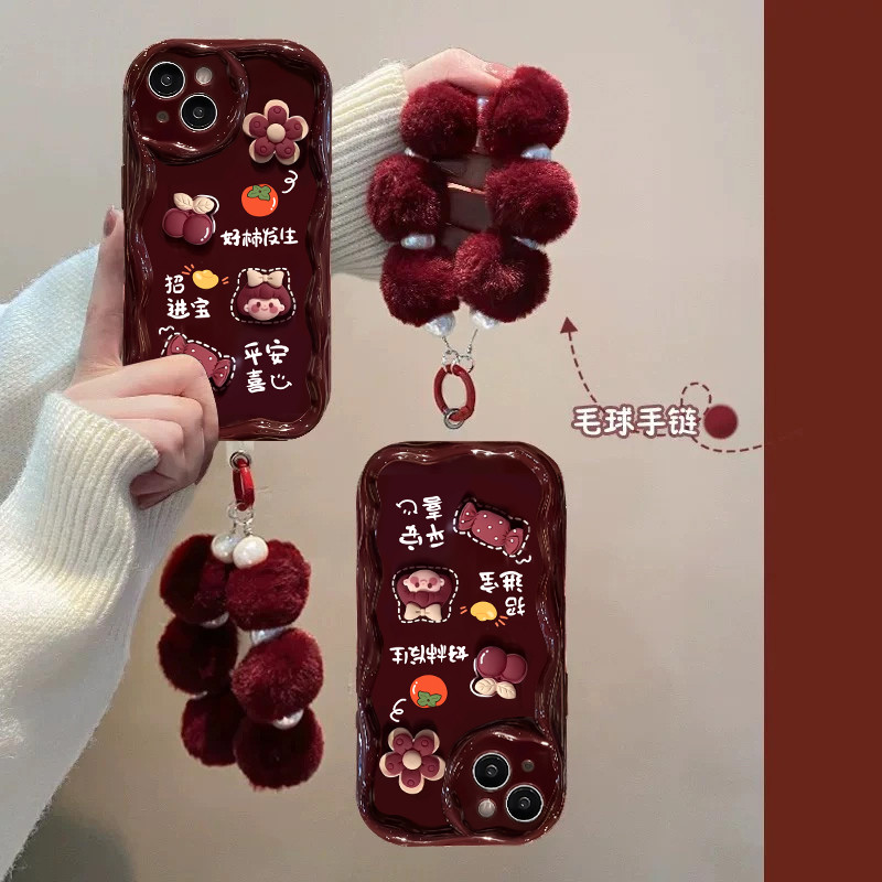 ลูกพลับเรียบดีลูกพลับตุ๊กตาสามมิติสําหรับแอปเปิ้ล15โปรแม็กซ์เคสโทรศัพท์ไอโฟน16ใหม่13พรีเมี่ยม12มือโปรครีม14บวกรวมทุกอย่างป้องกันการตก11กรณีป้อง