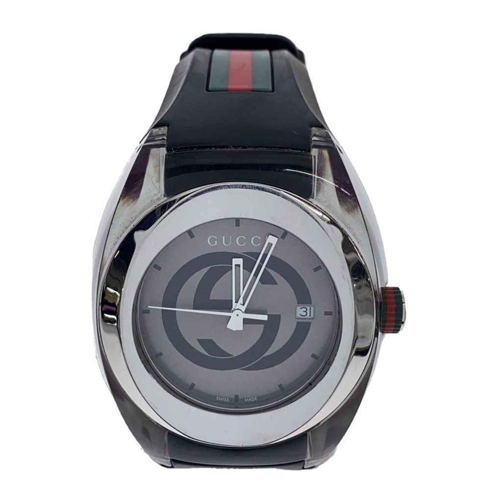 Gucci Mens Sync Quartz Watch Analog Glover GRY BLK 137.1 ส่งตรงจากญี่ปุ่นมือสอง
