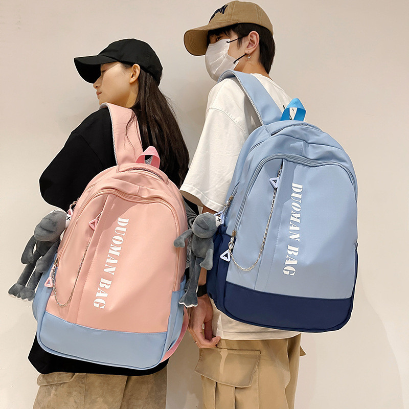 แฟชั่นใหม่เวอร์ชั่นเกาหลีที่เรียบง่ายนักเรียนกระเป๋าเป้สะพายหลังอินเทรนด์ตัดกันตัวอักษรความจุขนาดใหญ่สบายๆอเนกประสงค์คอมพิวเตอร์ - รูปที่ 7