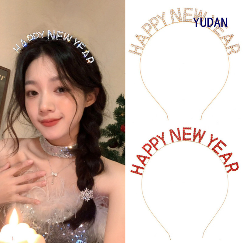 Yudan 1 ชิ้น Glitter Happy New Year Headbands Party Supplies