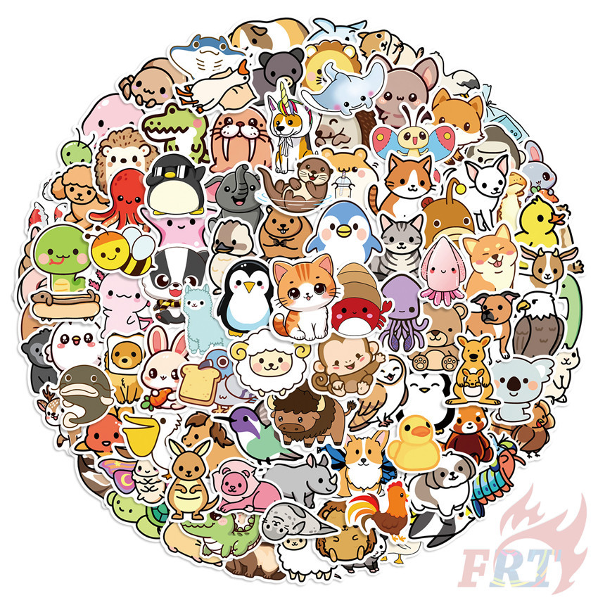 100ชิ้น/เซ็ต ❉ Q สติ๊กเกอร์สัตว์ตลก ❉ แฟชั่น DIY สติ๊กเกอร์กันน้ํา Doodle สติ๊กเกอร์