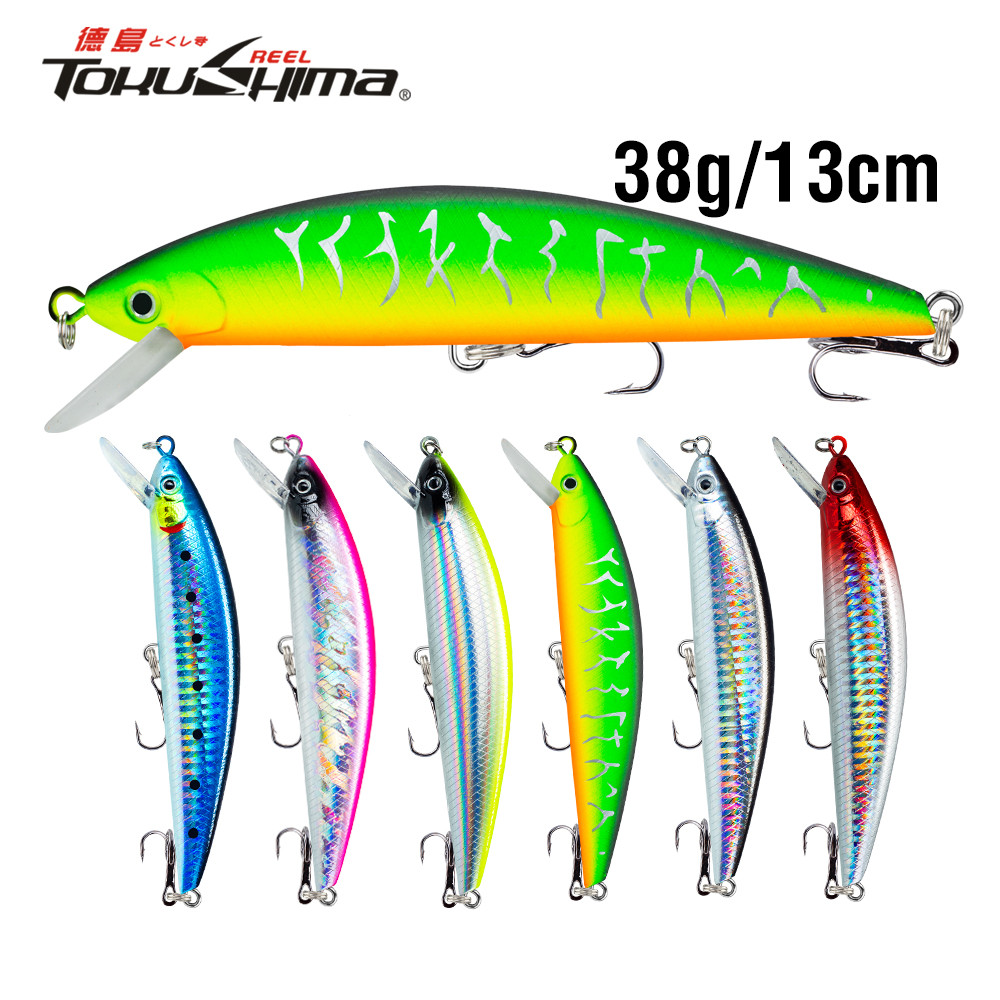 13 ซม./38g Crankbait Minnow Lures พลาสติก Hard Wobbler Swimbait พร้อม 2 Treble Fishing Bait Hook 3D เหมือนจริงตาเหยื่อตกปลาสําหรับเบสปลาเทราท์