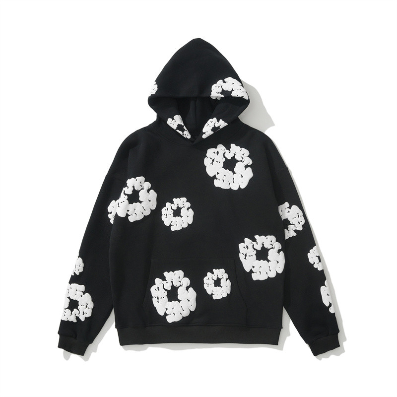 แฟชั่น DEN1M ผู้ชายและผู้หญิงผ้าฝ้าย Casual Hoodies Bubbles ทั่ว Casual หลวมสบายๆ Hooded Sweatshirts Tops