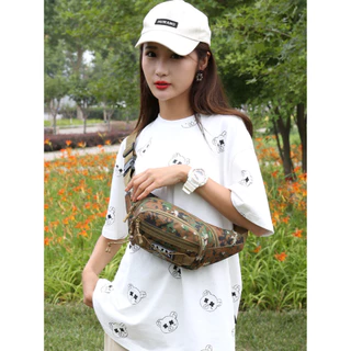 (w264)กระเป๋าคาดอก ผ้าใบหนา สายใหญ่ ลายพรางทหาร