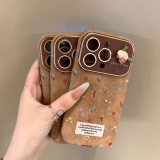 หรูหราทะเลทรายโกลเด้นหน้าต่างขนาดใหญ่เต็มหน้าจอดอกไม้ขนาดเล็กเคสโทรศัพท์เหมาะสําหรับ ไอโฟน 17 16 15 14 13 12 11 มือโปร สูงสุด กันกระแทกกล้องป้องกันกันกระแทกนุ่มฝาหลั