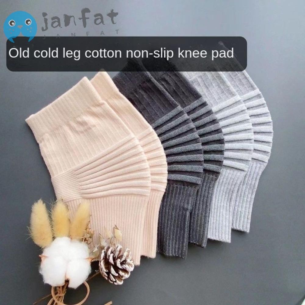 Janfat สนับเข่ากีฬา, สนับเข่ารัดกล้ามเนื้อแบบยืดหยุ่นผ้าฝ้าย, แผ่นรองรับยางยืดลายทางสีเทาสีดํานู้ดสําหรับออกกําลังกายกลางแจ้ง