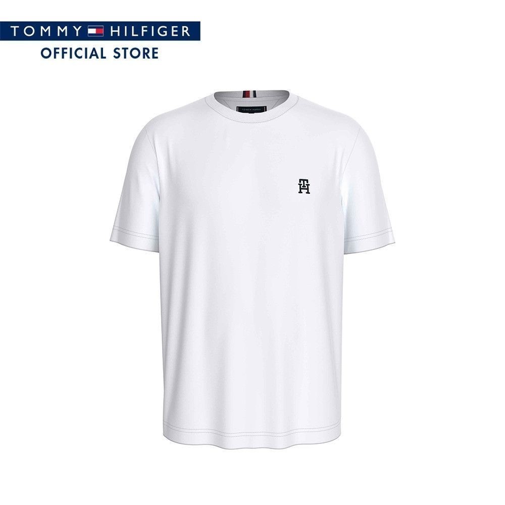 Tommy Hilfiger เสื้อยืดผู้ชาย รุ่น MW0MW33987 YBR - สีขาว ทรง Regular Fit