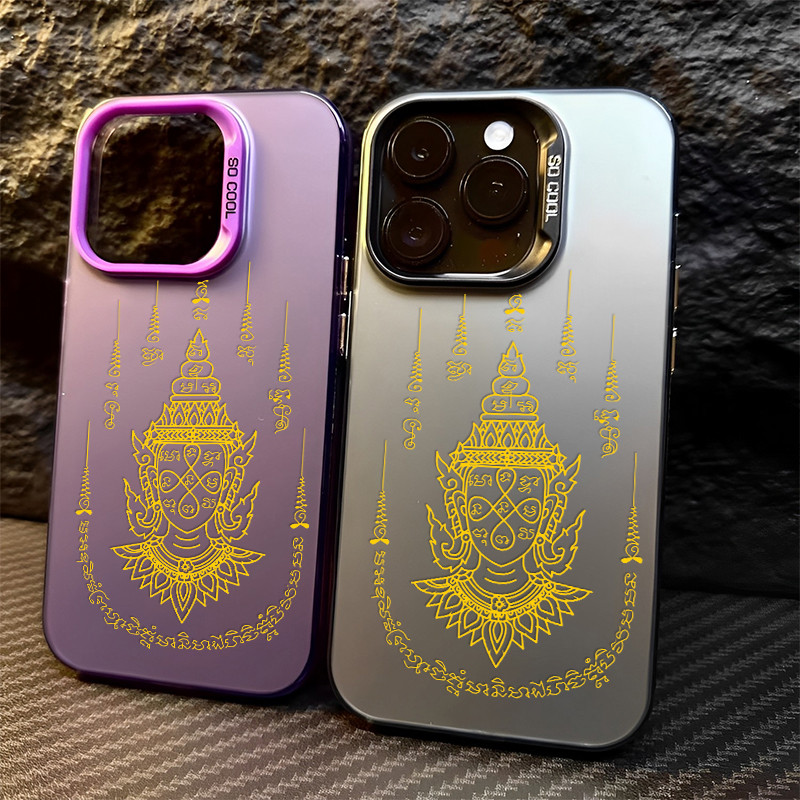 เคสไอโฟน11 pro max 15 13 Pro Max case For iPhone 12 14 ProMax 7 8 14 15 Plus X XR XS SE เคสโทรศัพท์หรูลายพระพุทธรูปทอง
