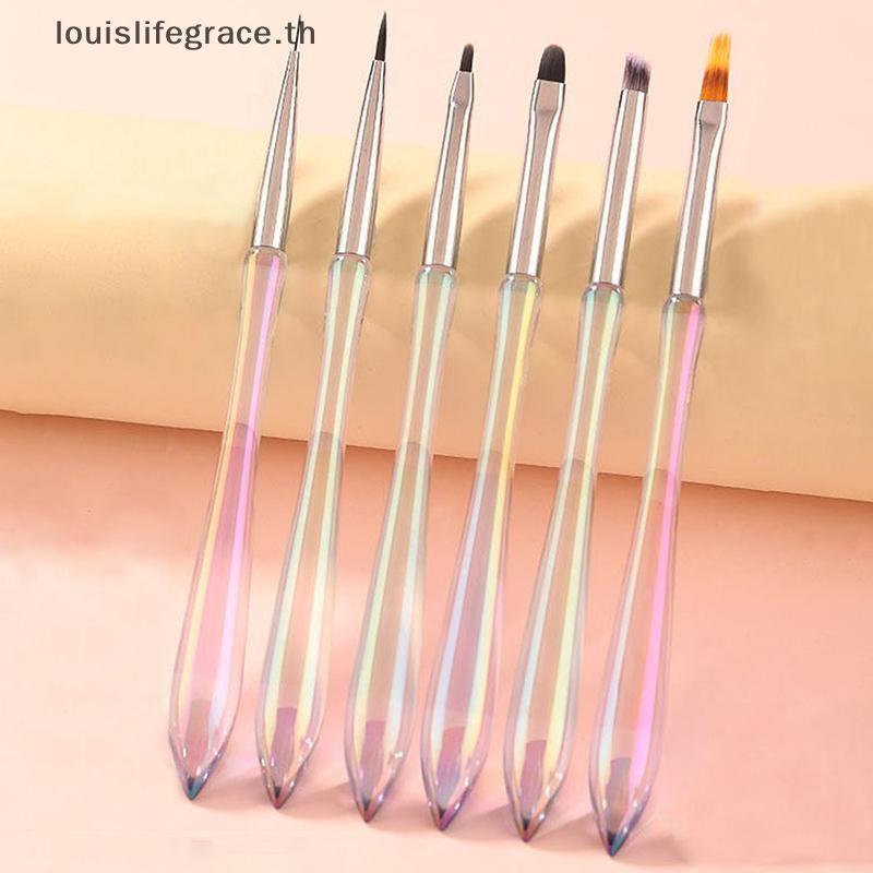 Lgth 6 ชิ้น/เซ็ตเล็บปากกา Lllusory สีพร้อมฝาครอบเล็บก่อสร้าง Paing แปรง Uv Gel Extension วาดแกะสลักปากกา Diy ร้อน