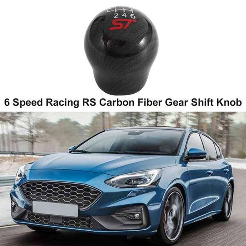 1 ชิ้น 6 ความเร็วรถแข่ง ST คาร์บอนไฟเบอร์เกียร์ Shift Knob อะไหล่สําหรับ Ford Focus ST RS Fiesta ST