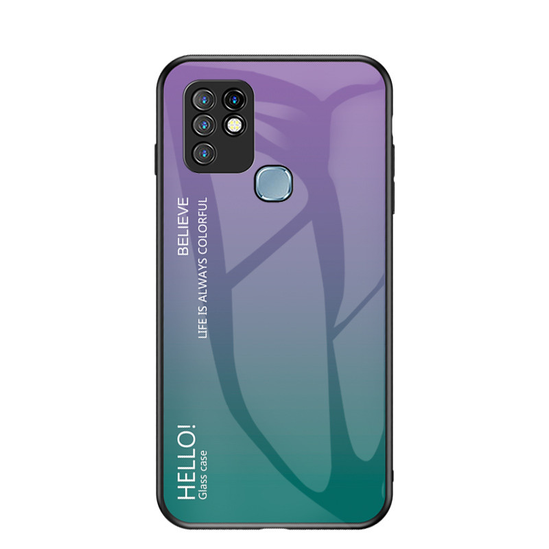 สําหรับ Infinix Hot 10, เคสโทรศัพท์แก้วสีไล่ระดับสี, ฝาครอบป้องกันกระจกป้องกันการระเบิดคุณภาพสูง