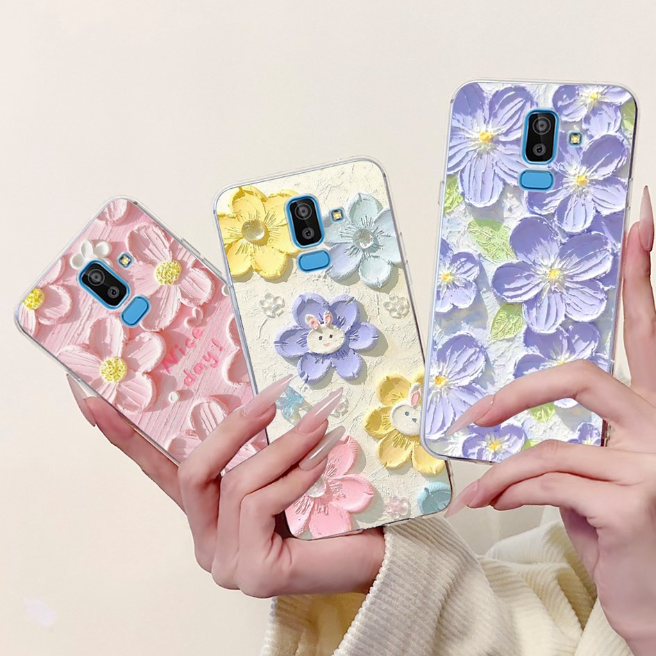 SAMSUNG ปลอกสําหรับsamsung Galaxy J8 2018 กรณีJ810 SM-J810Fฝาครอบโทรศัพท์แฟชั่นดอกไม้ซิลิโคนอ่อนนุ่มสําหรับSamsung J8 2018 J 8 กันชน