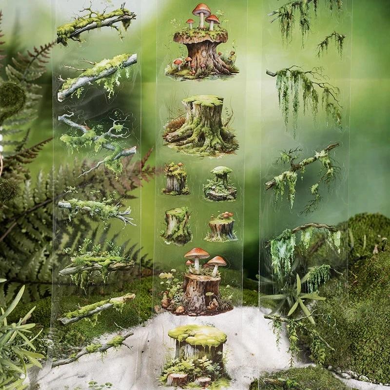 Jianwu 60 มม.* 200 ซม.ป่า Moss Series Vintage พืชภูมิทัศน์ PET เทป Creative DIY วารสารวัสดุ Collage เครื่องเขียน