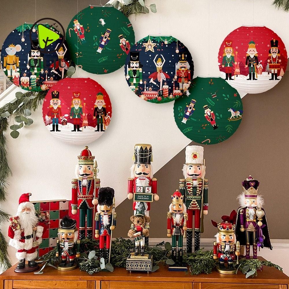 Qiju โคมไฟกระดาษคริสต์มาส, Santa Christmas Tree Xmas Paper Ball, DIY กระดาษแบบพกพาแขวนโคมไฟ Happy Yea