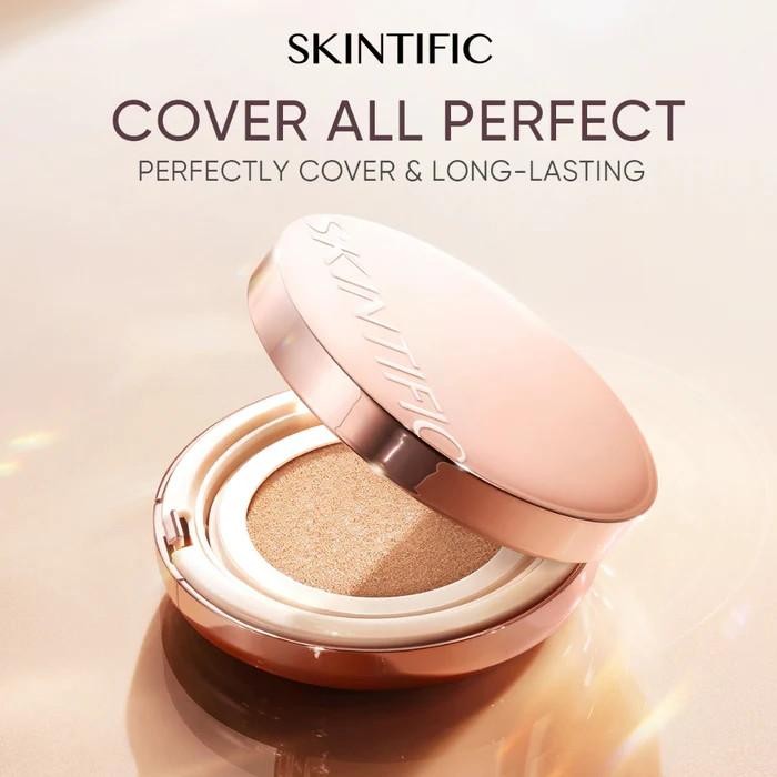 SKINTIFIC Cover All Perfect Cushion  สกินทิฟิค คุชชั่น รองพื้น ทาปกปิดรูขุมขน SPF35 PA++++ 4 เฉดสี ราคา ถูกที่สุด ดีลบีเคเค แกลเลอรีภาพที่ 3