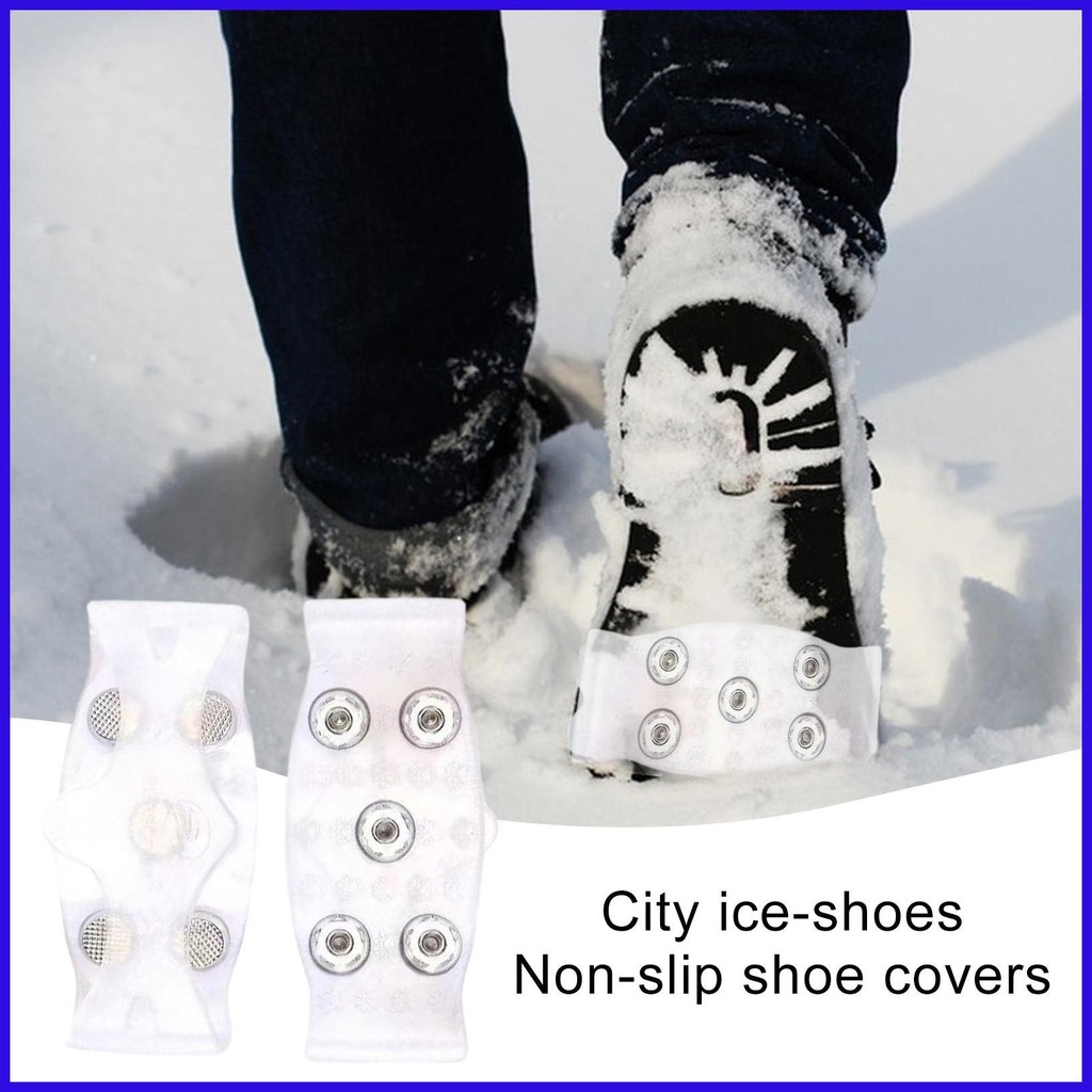 Ice Cleats ปีนเขารองเท้าน้ําแข็ง Grippers 5-Spikes Crampons Ice Cleats Traction Snow Grips Anti Slip สําหรับเดินป่า jxieth