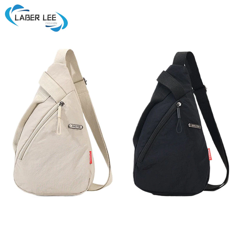 Laber LEE ใหม่กระเป๋าสะพายข้างเรียบง่ายเกาหลี Unisex ไนลอนกระเป๋าคาดหน้าอกกันน้ําขนาดใหญ่ความจุกีฬานักเรียนกระเป๋า