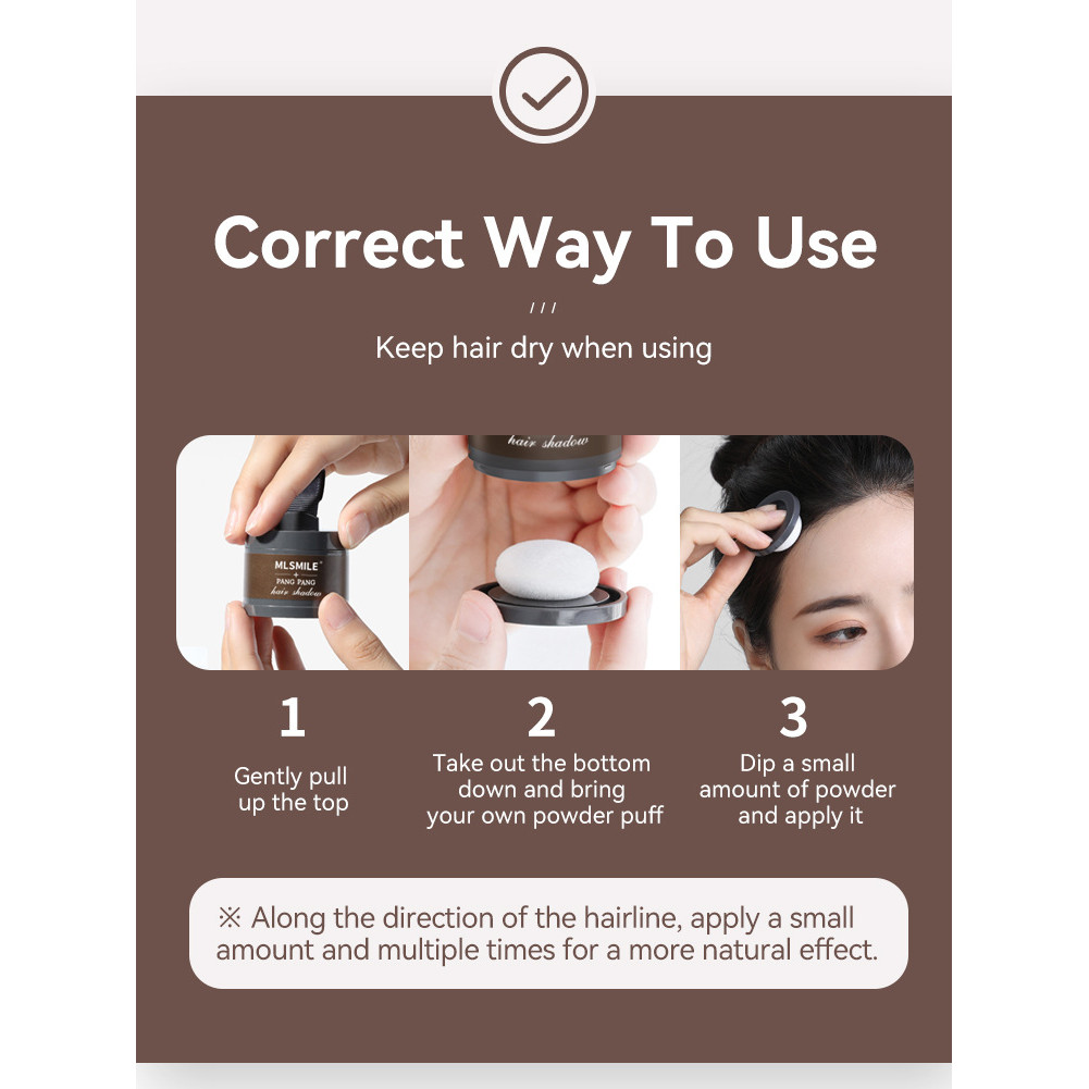Mlsmile Hairline Fluffy Powder Repair Volume Powder Shadow Shadow Powder คอนซีลเลอร์ผมครอบคลุมเติมหน้าผาก Hairline - รูปที่ 6